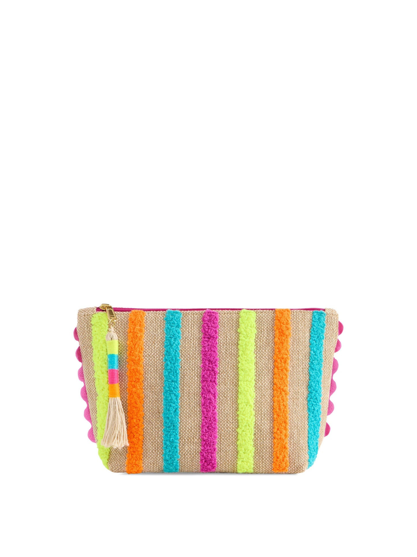 SUMMER STRIPES ZIP POUCH,NATURAL