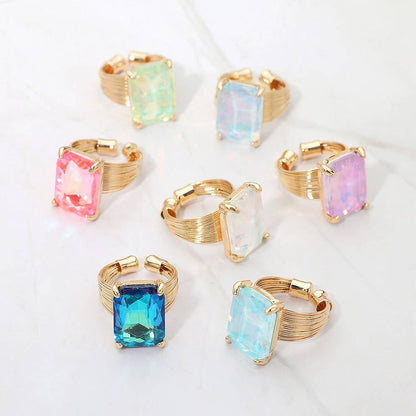 Emerald Cut Stone Adjustable Ring