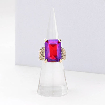 Emerald Cut Stone Adjustable Ring