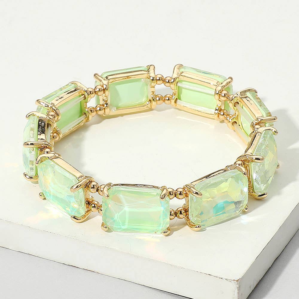 Emerald Cut Stone Stretch Evening Bracelet