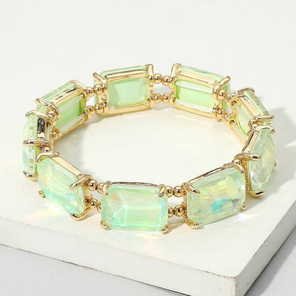 Emerald Cut Stone Stretch Evening Bracelet