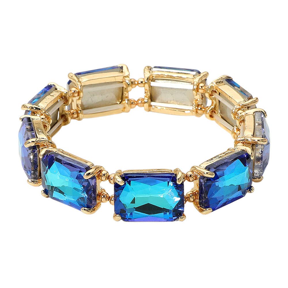 Emerald Cut Stone Stretch Evening Bracelet