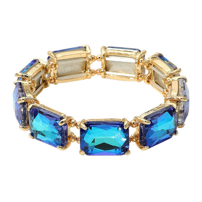 Emerald Cut Stone Stretch Evening Bracelet