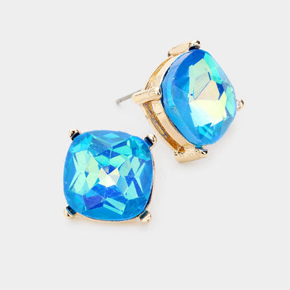 Square Stone Stud Earrings