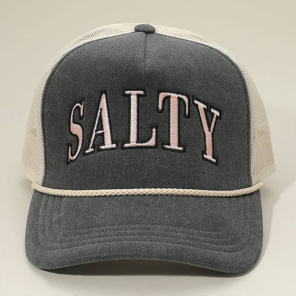 SALTY Message Embroidered Mesh Back Trucker Hat