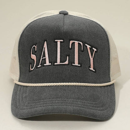 SALTY Message Embroidered Mesh Back Trucker Hat