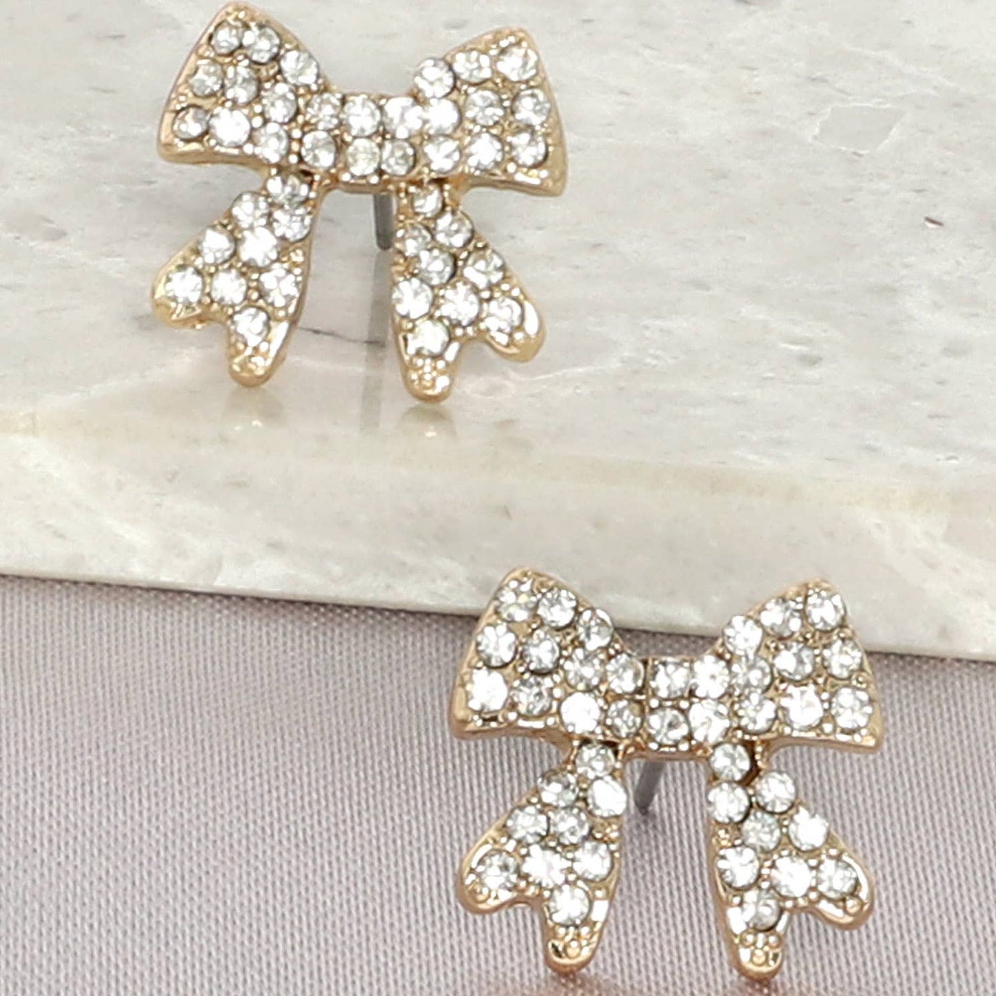 Jeweled Chevron Bow Post Earrings