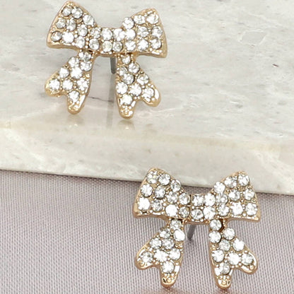 Jeweled Chevron Bow Post Earrings