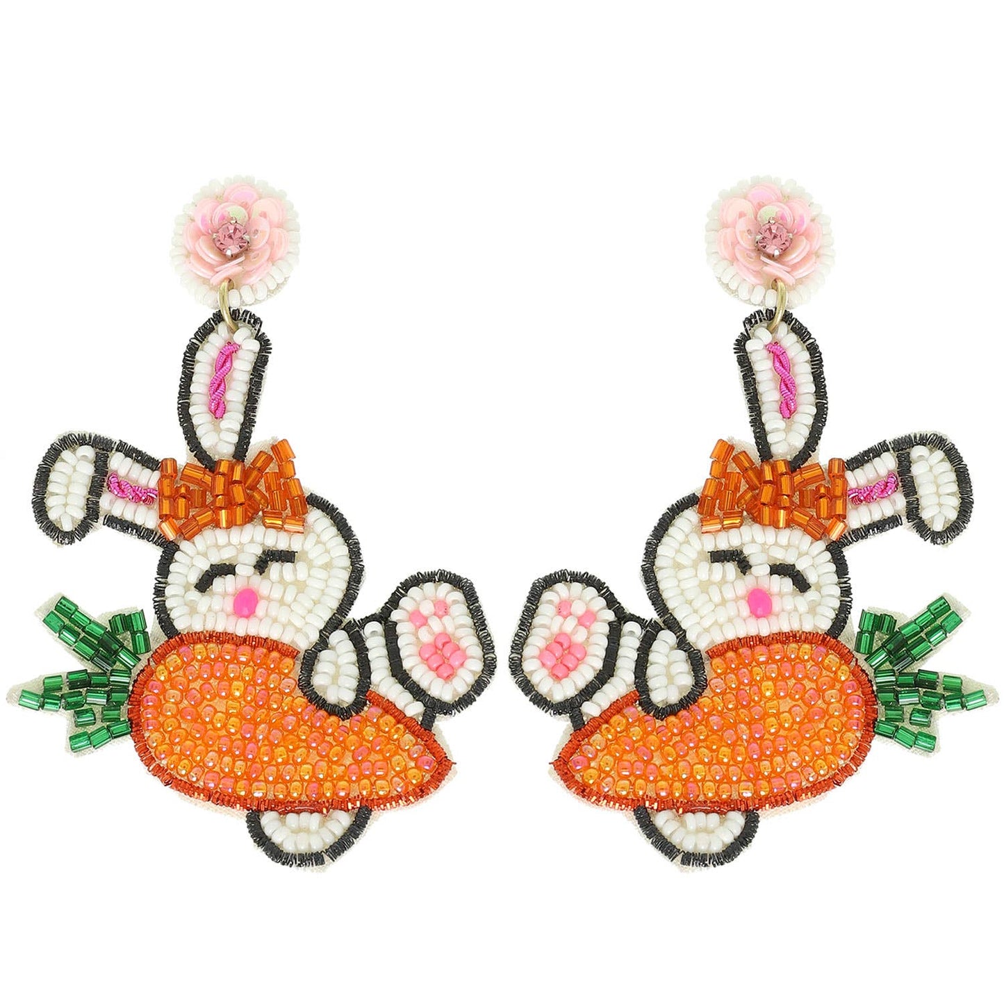Easter Bunny Carrot Jeweled Post Earrings