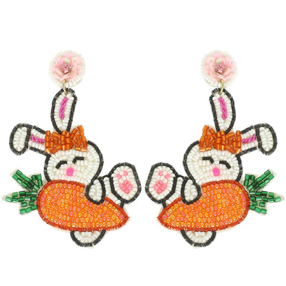 Easter Bunny Carrot Jeweled Post Earrings