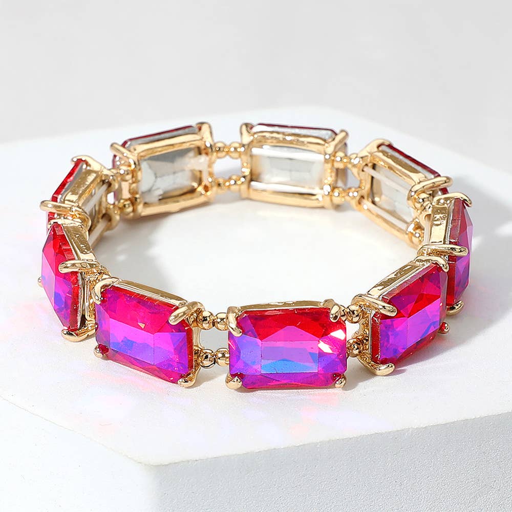 Emerald Cut Stone Stretch Evening Bracelet