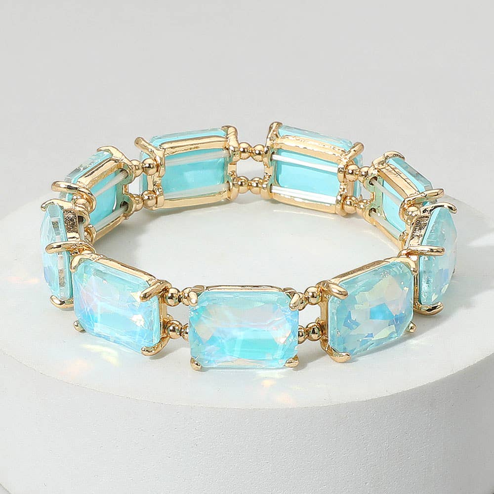 Emerald Cut Stone Stretch Evening Bracelet