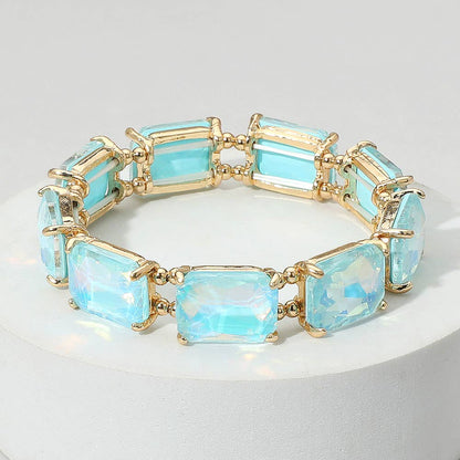 Emerald Cut Stone Stretch Evening Bracelet