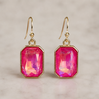 Color Pop Faceted Gem Drop Earrings-Multiple Colors