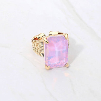 Emerald Cut Stone Adjustable Ring