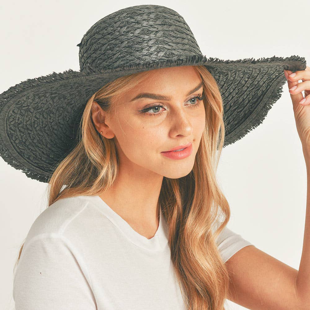 Trim Detailed Solid Straw Sun Hat