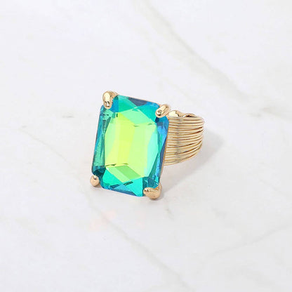 Emerald Cut Stone Adjustable Ring