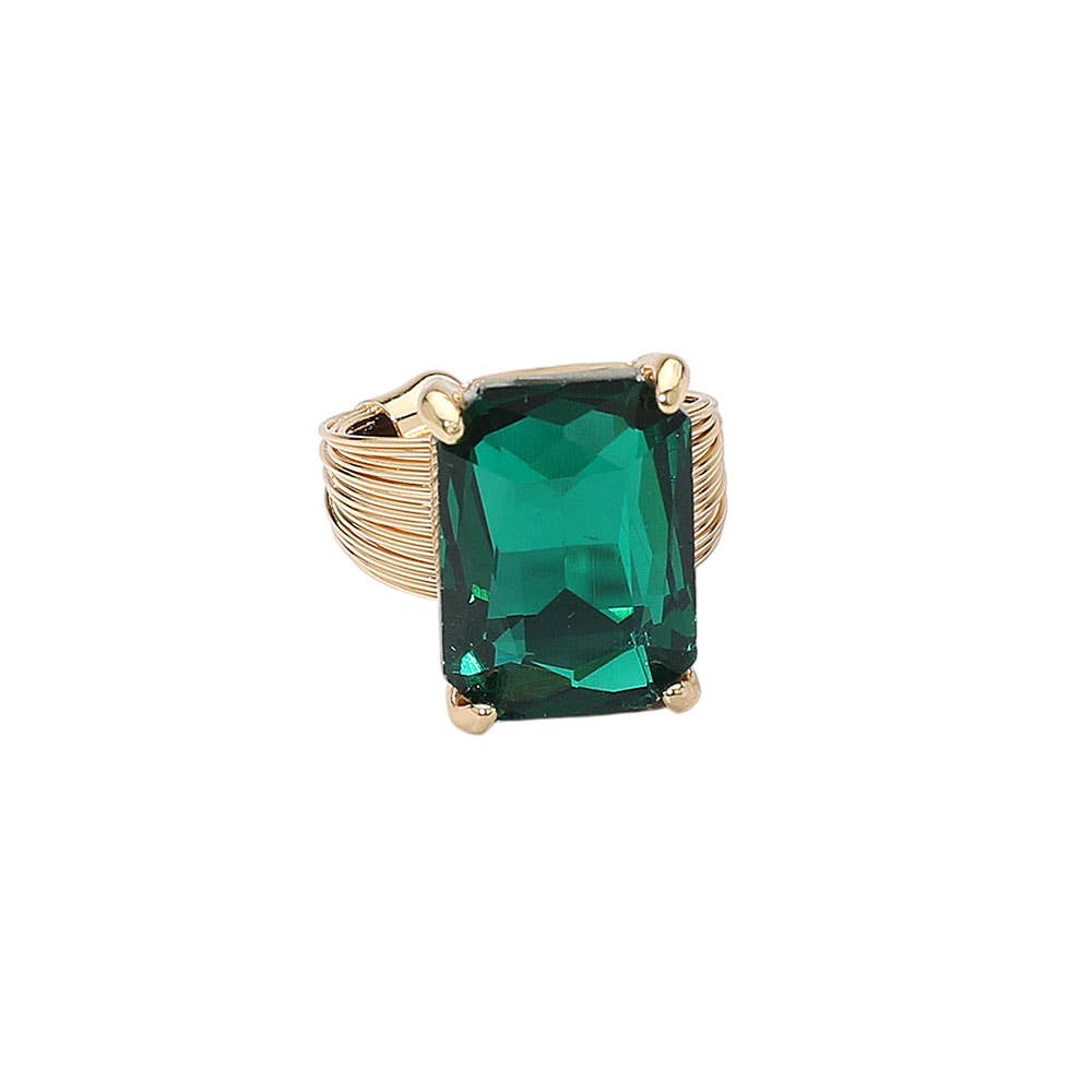 Emerald Cut Stone Adjustable Ring