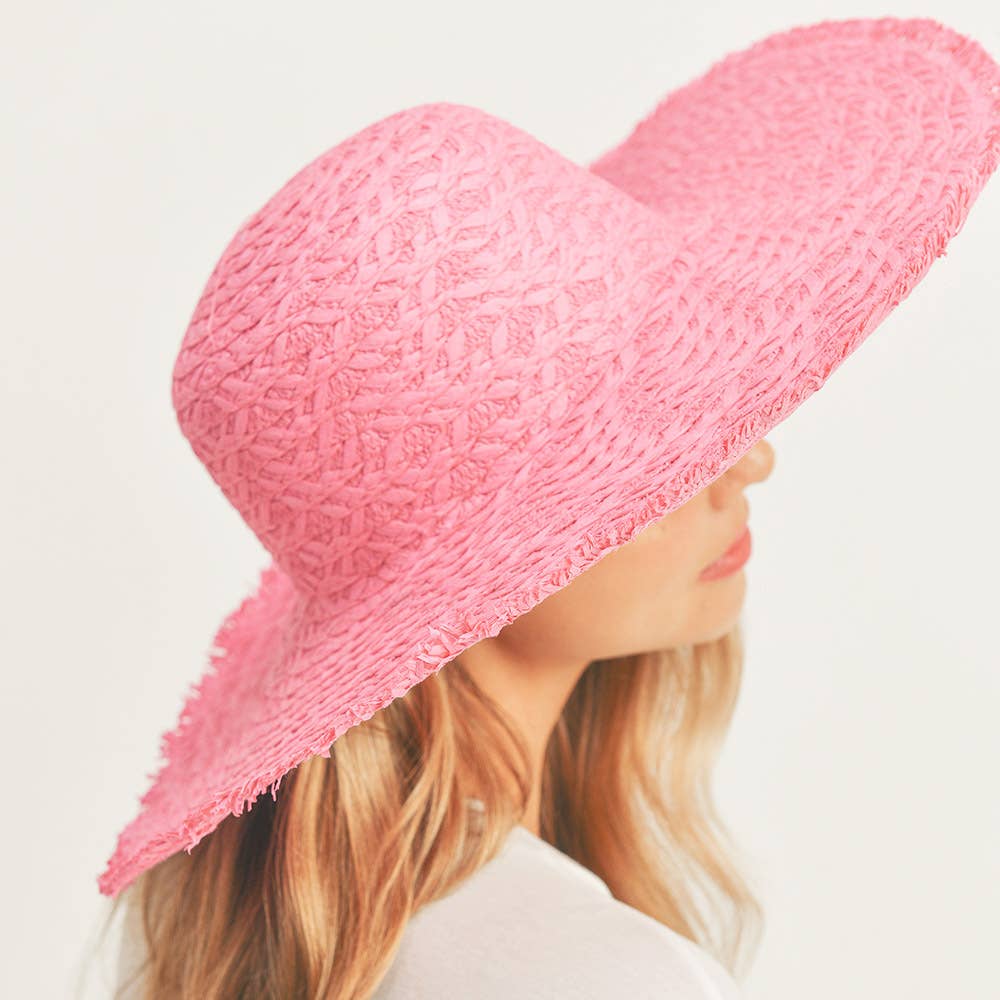 Trim Detailed Solid Straw Sun Hat