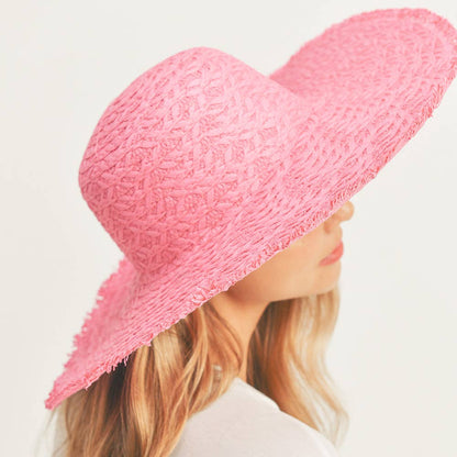 Trim Detailed Solid Straw Sun Hat