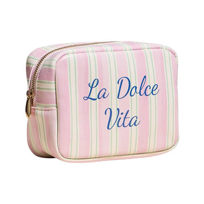 LA DOLCE VITA Striped Print Portable Cosmetic Pouch Bag