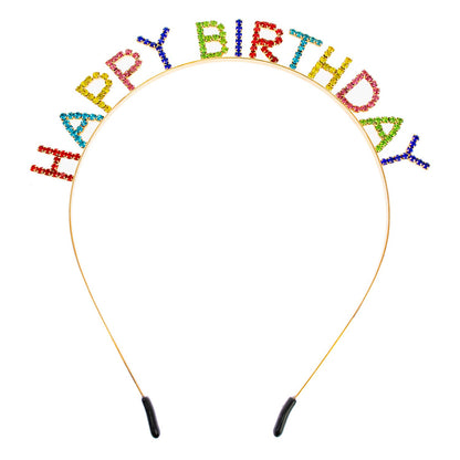 Rhinestone Happy Birthday Text Headband