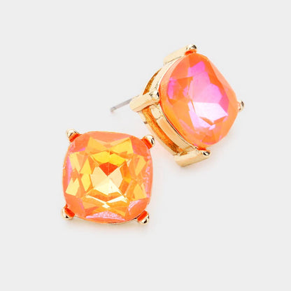 Square Stone Stud Earrings