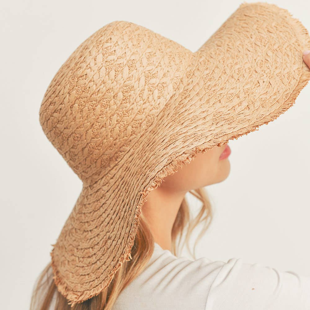Trim Detailed Solid Straw Sun Hat