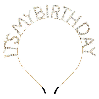 Rhinestone It's My Birthday Text Headband