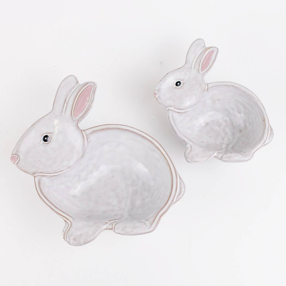 Callie Bunny Nesting Dishes   White/LightPink  7", 5.5" Set of 2