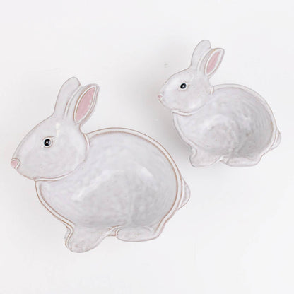 Callie Bunny Nesting Dishes   White/LightPink  7", 5.5" Set of 2