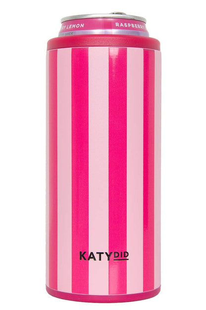 Pink and Hot Pink Striped Slim Can Cooler