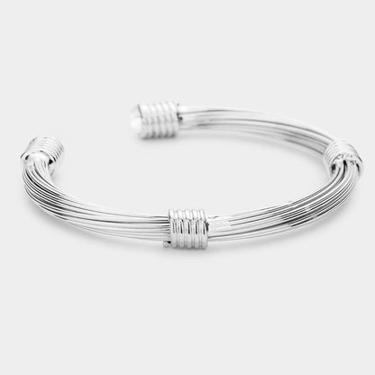 Round Stone Point Metal Cuff Bracelet