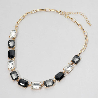Cushion Rectangular Stone Cluster Link Evening Necklace
