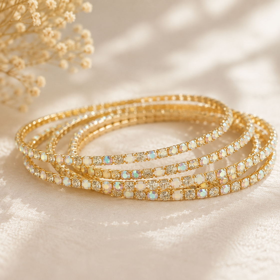 Rhinestone Stretch Bracelet Set – Set of 6
