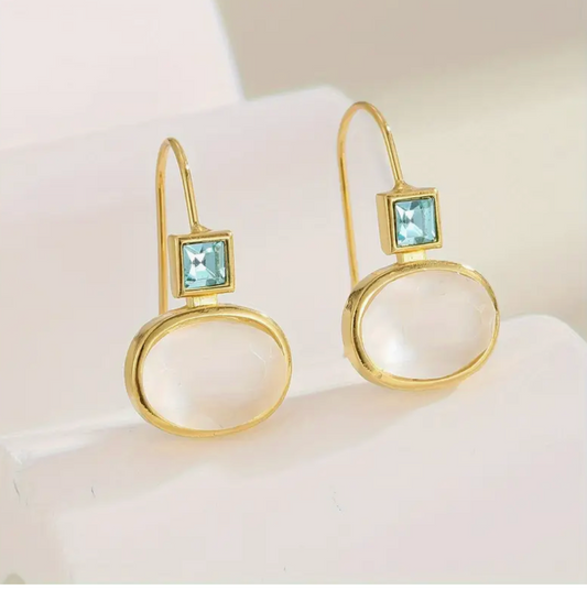 Sofia – Moonstone & Blue Topaz Drop Earrings
