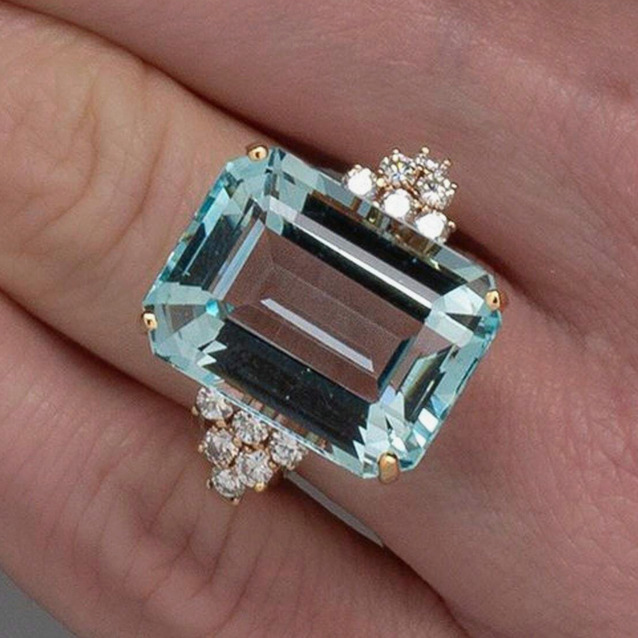 Celeste – Aquamarine &amp; Diamond Statement Ring