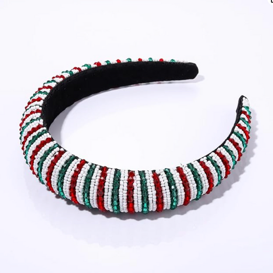 Festive Christmas Crystal Beaded Headband