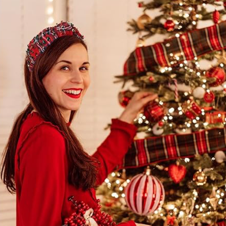 Christmas plaid knotted headband.