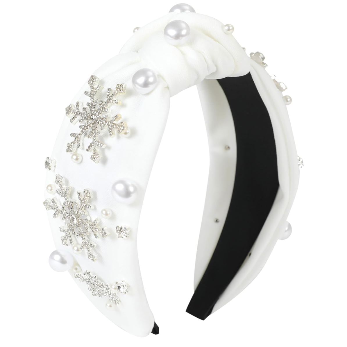 Winter White Pearl & Crystal Snowflake Headband