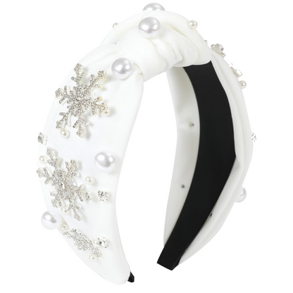 Winter White Pearl & Crystal Snowflake Headband
