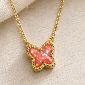 Iridescent Butterfly Pendant Necklace