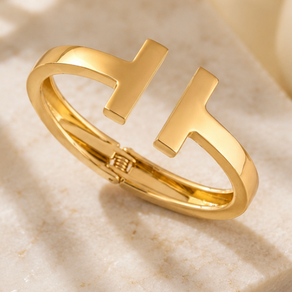 Gold T Open Cuff Bracelet