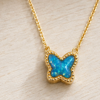 Iridescent Butterfly Pendant Necklace