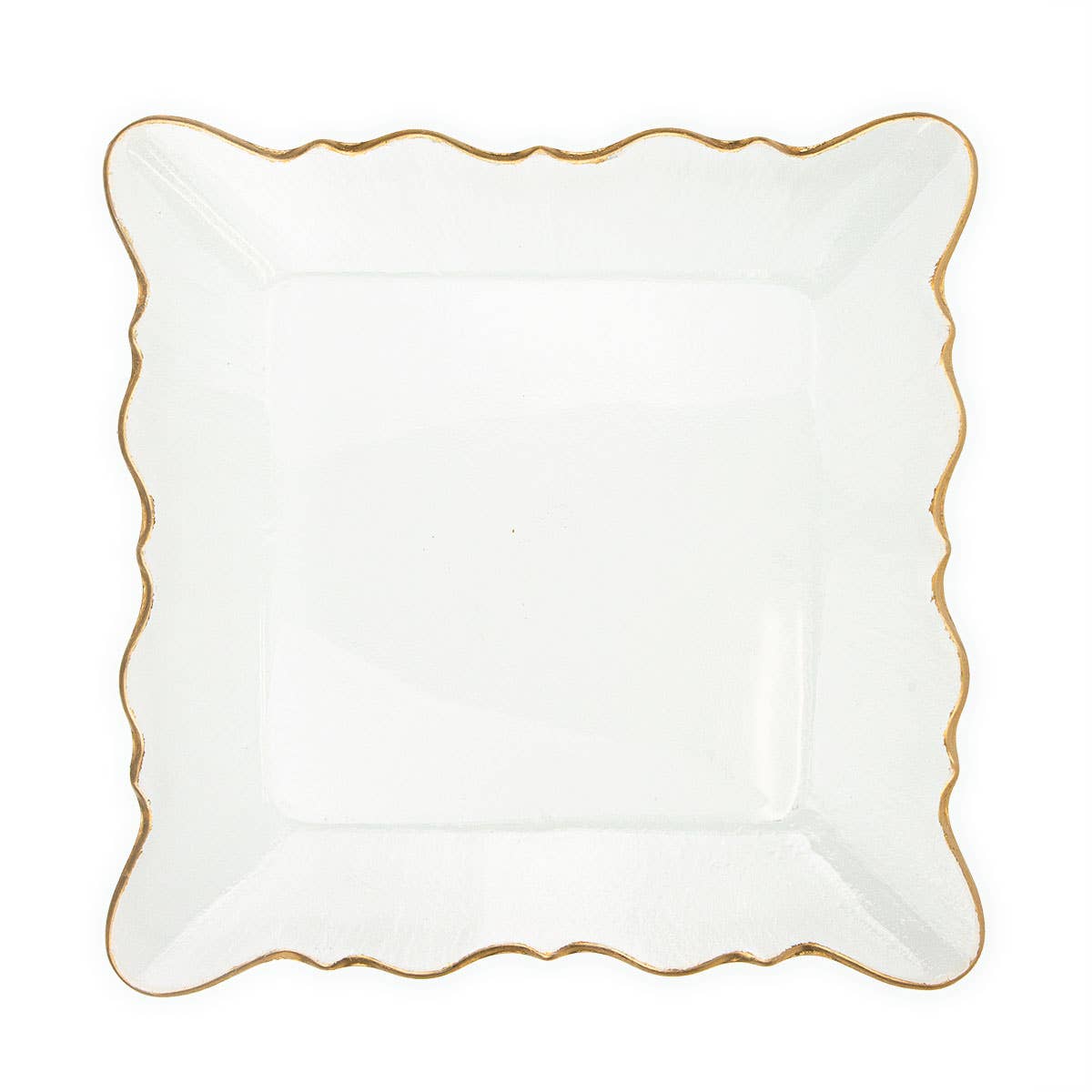 Chateau Square Serving Platter   Clear/Gold   12.8x1.2x12.8