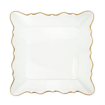 Chateau Square Serving Platter   Clear/Gold   12.8x1.2x12.8