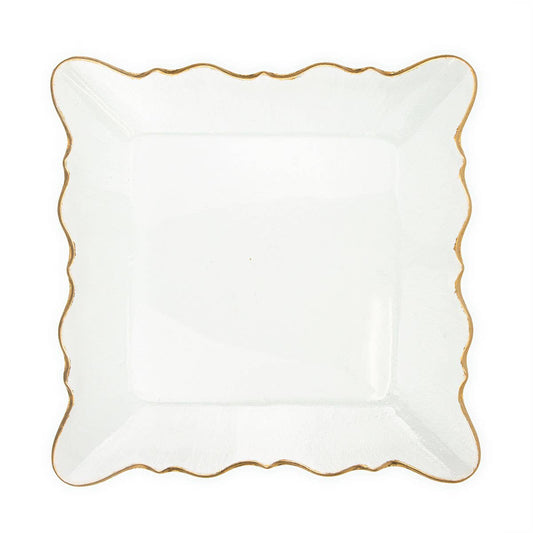 Chateau Square Serving Platter   Clear/Gold   12.8x1.2x12.8