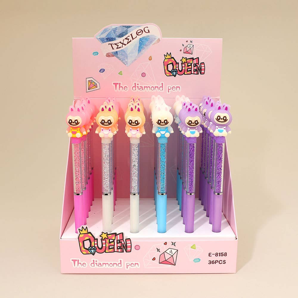 36PCS - Monster Bunny Top Queen Diamond Ball Pens