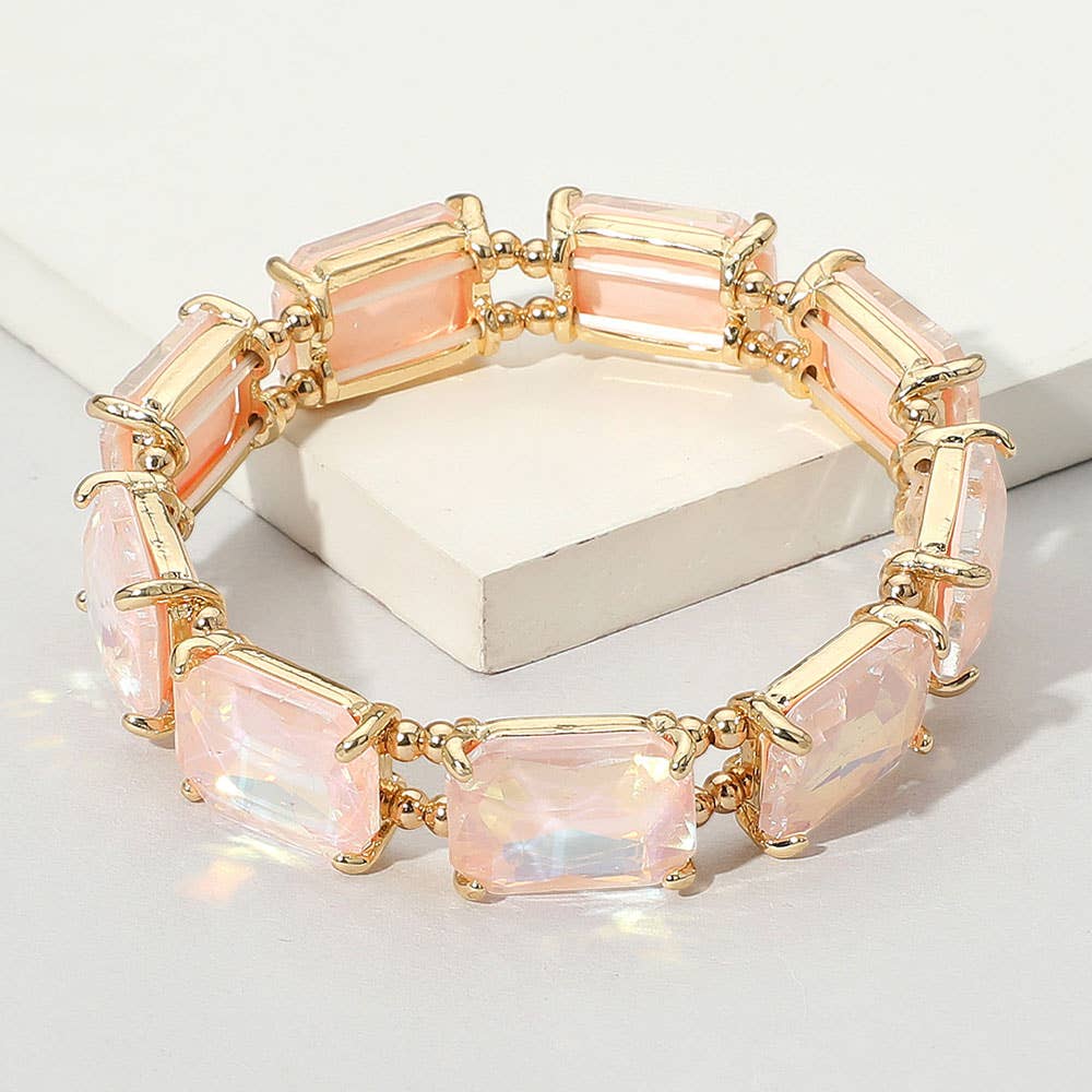 Emerald Cut Stone Stretch Evening Bracelet