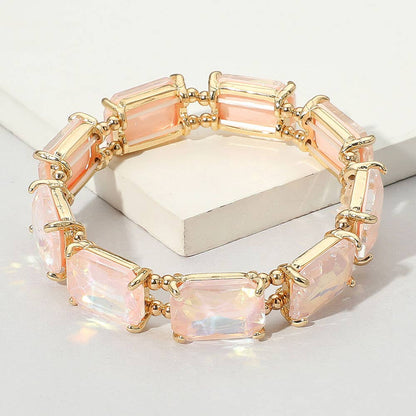 Emerald Cut Stone Stretch Evening Bracelet